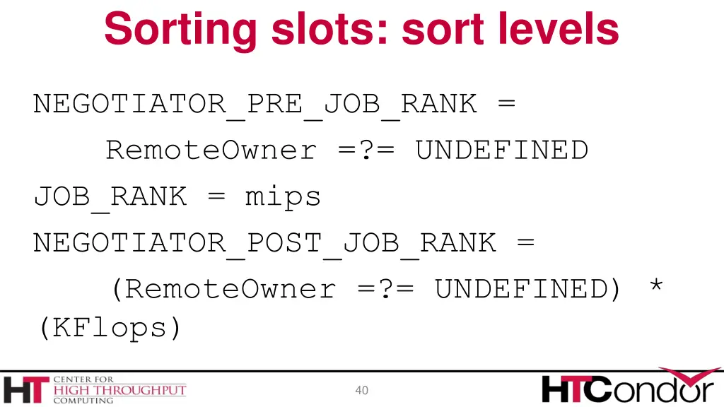 sorting slots sort levels