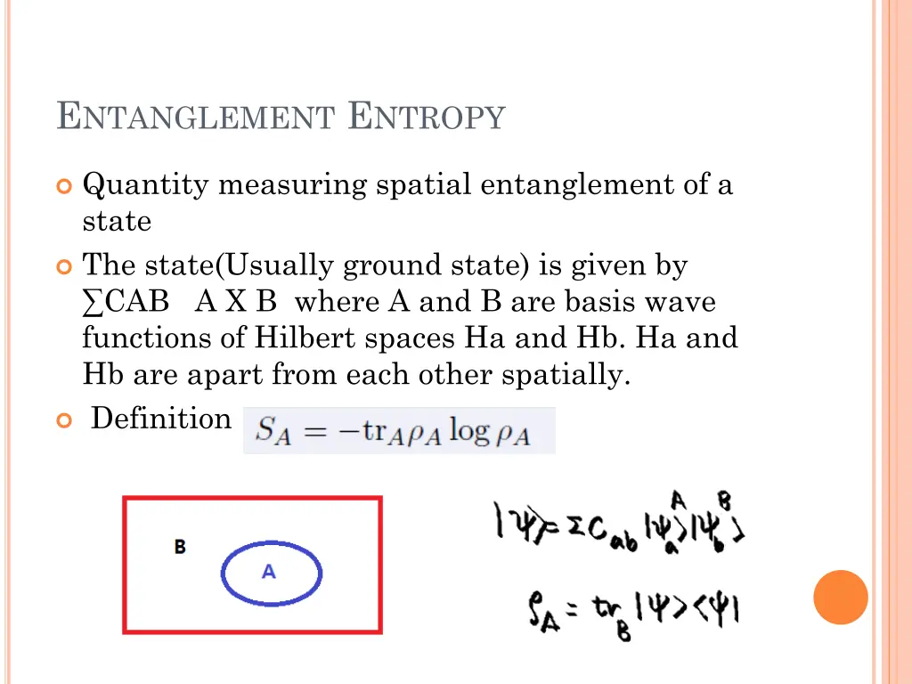 e ntanglement e ntropy