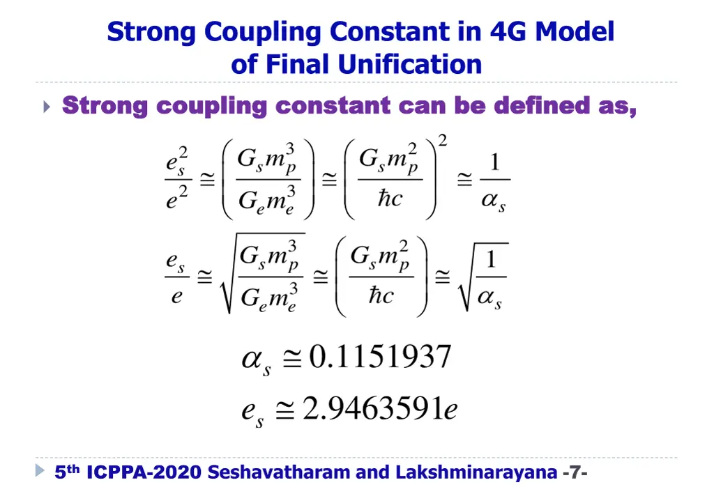 strong coupling constant in 4g model of final