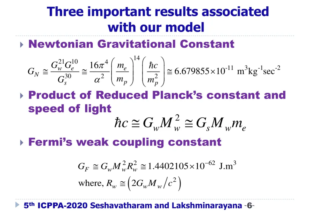 three important results associated with our model
