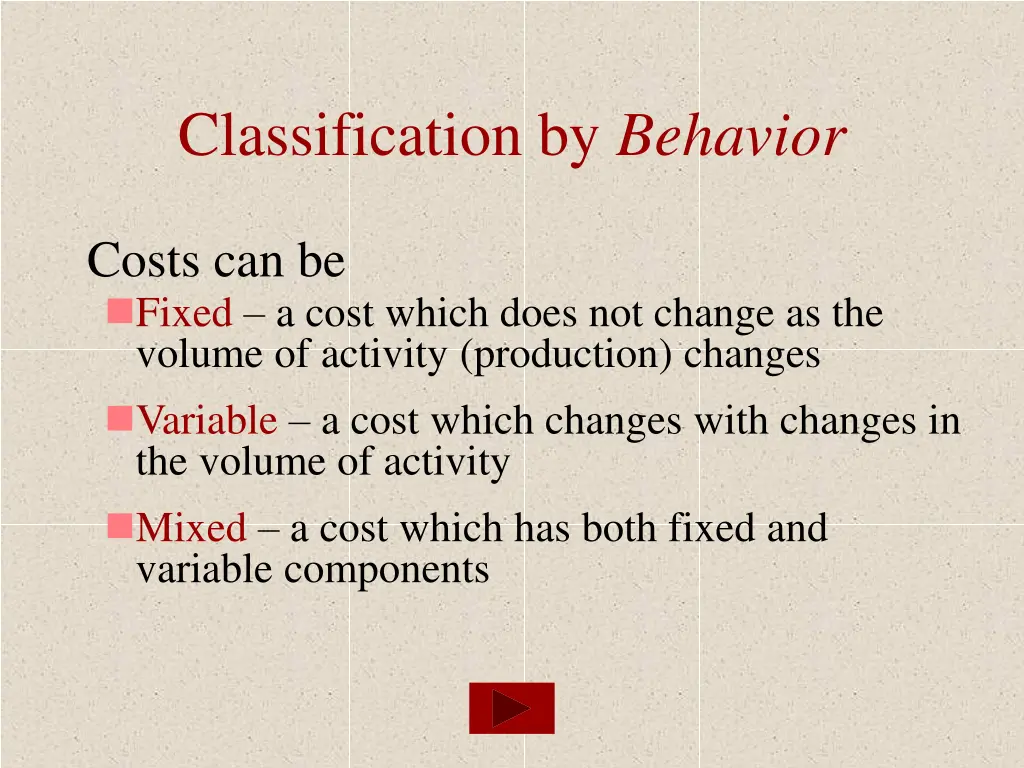 classification by behavior