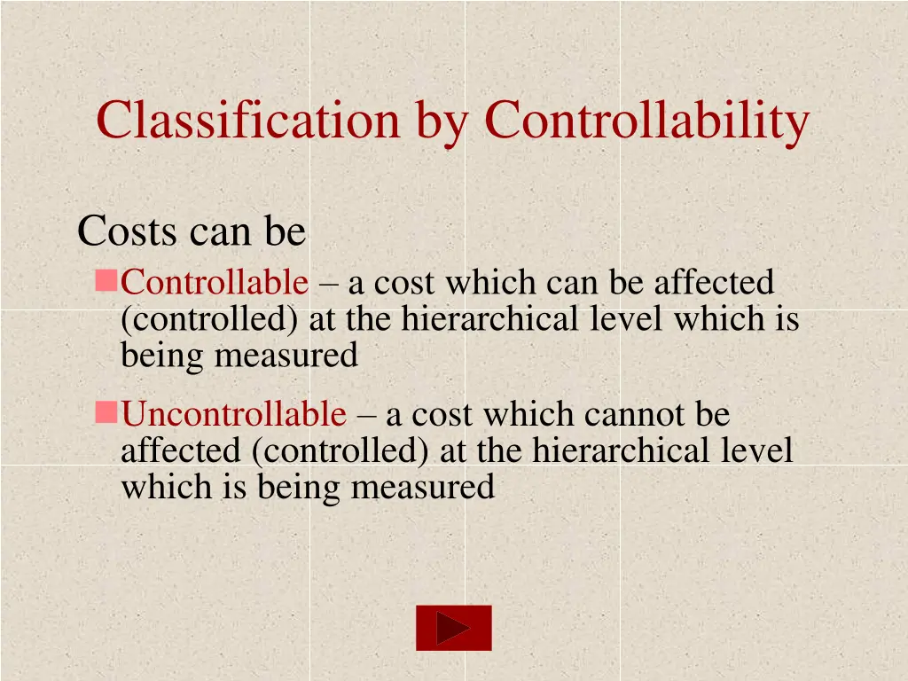 classification by controllability