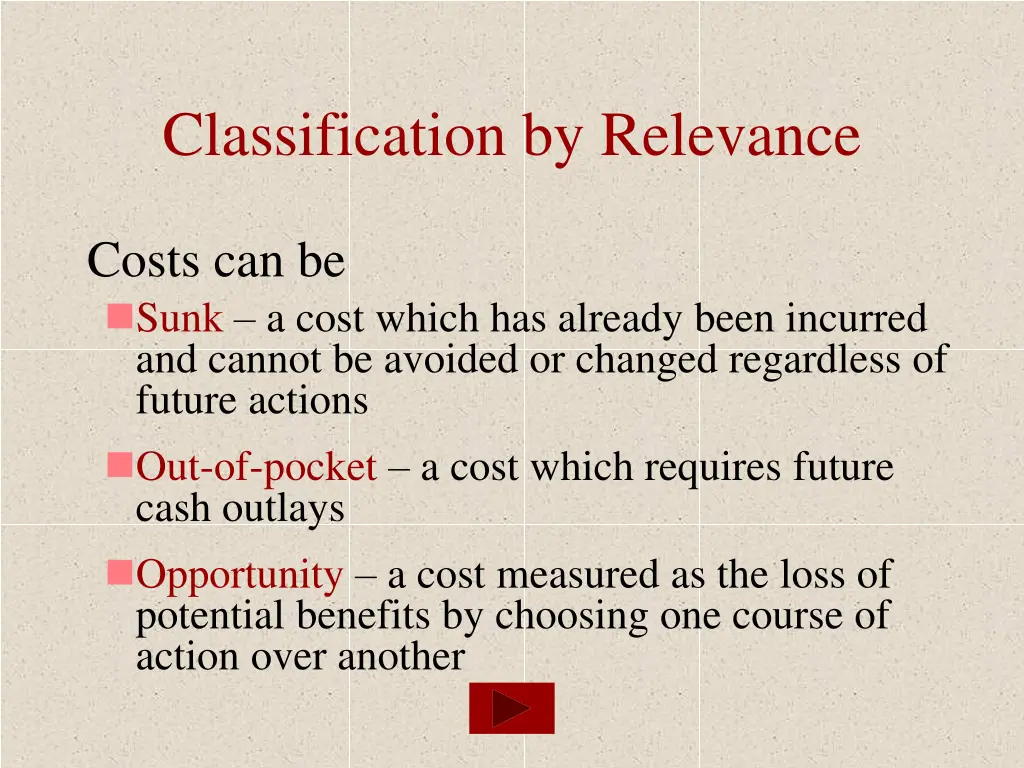 classification by relevance