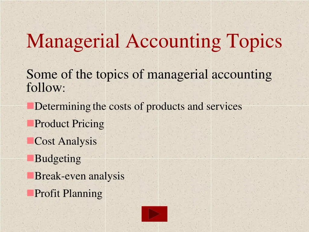 managerial accounting topics