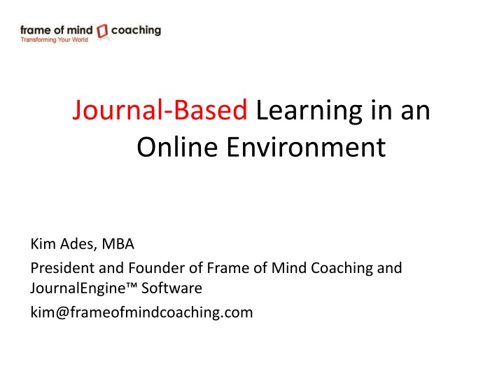 journal based learning in an online environment