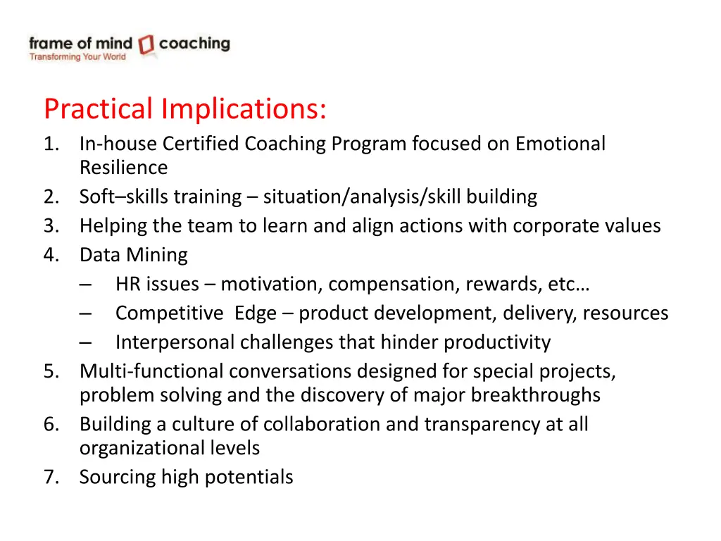 practical implications 1 in house certified