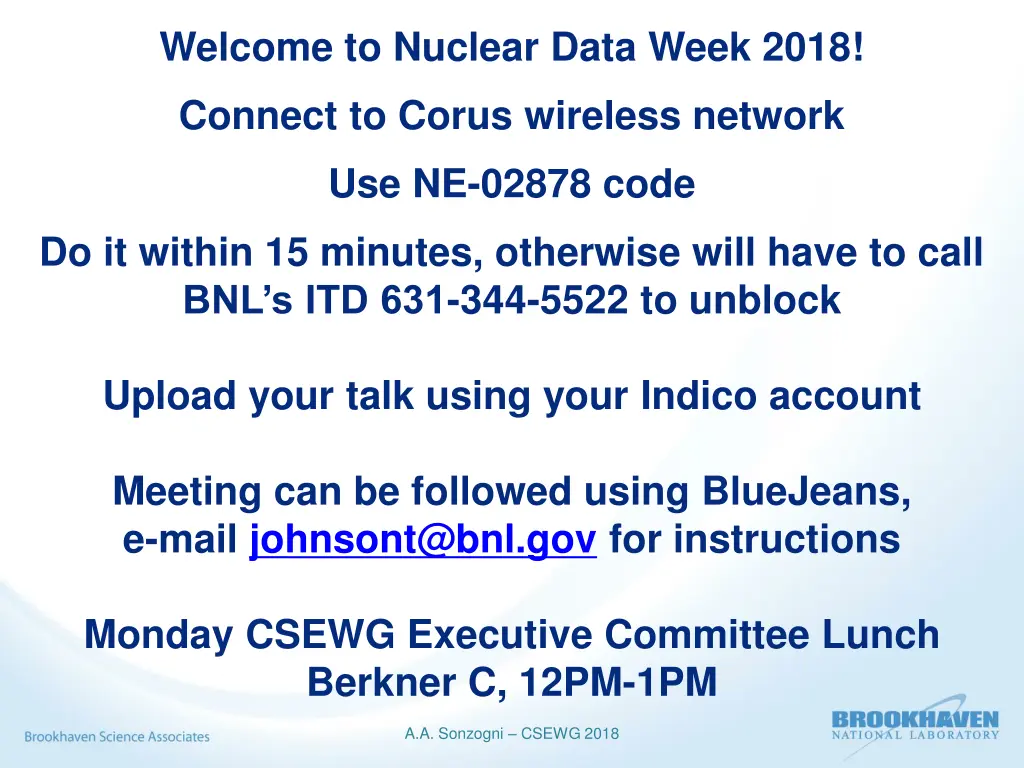 welcome to nuclear data week 2018