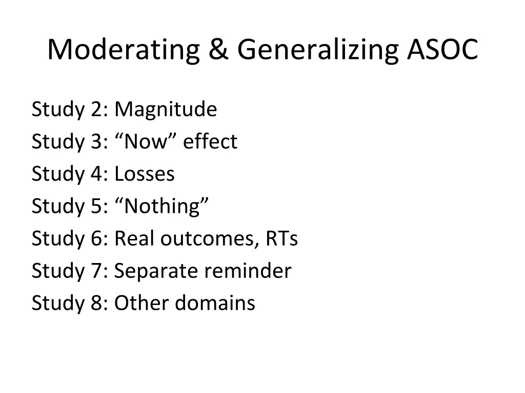 moderating generalizing asoc