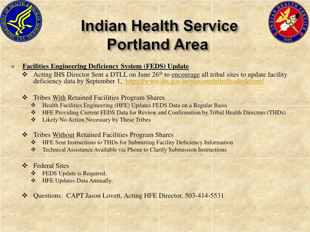 facilities engineering deficiency system feds