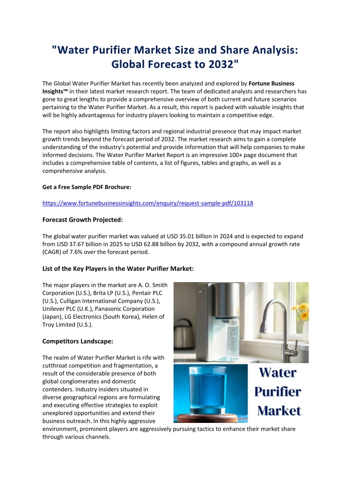water purifier market size and share analysis