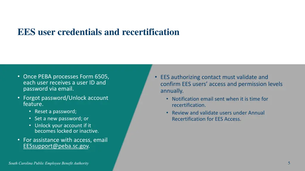 ees user credentials and recertification