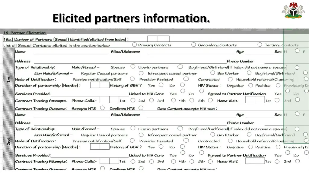 elicited partners information