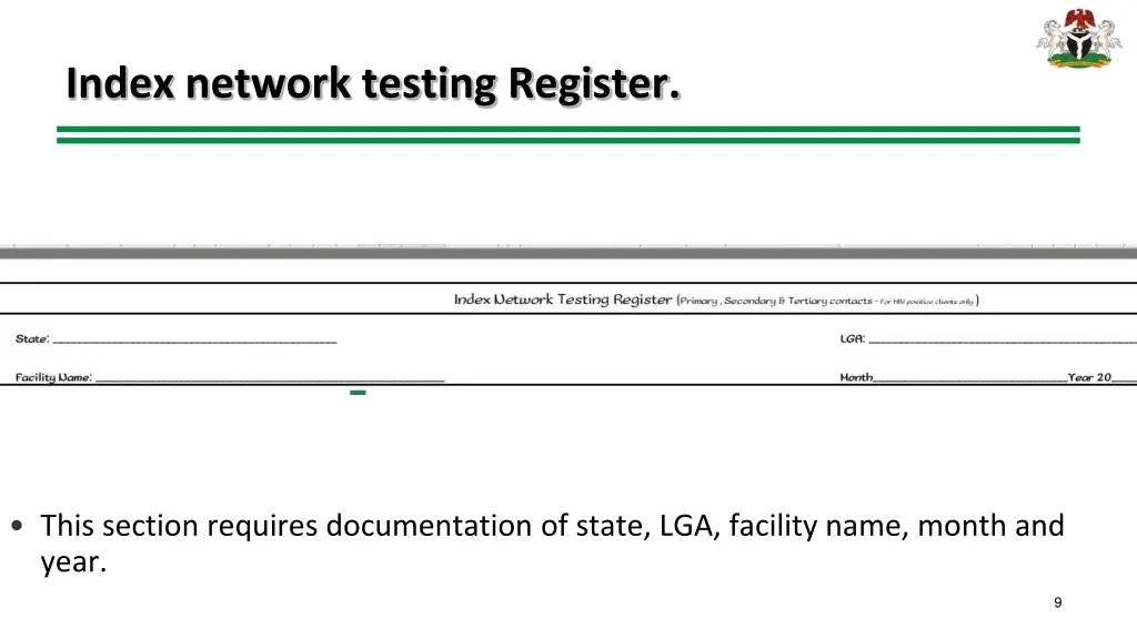 index network testing register