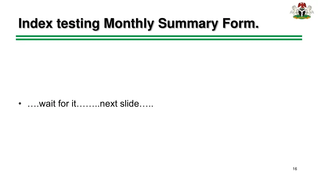 index testing monthly summary form
