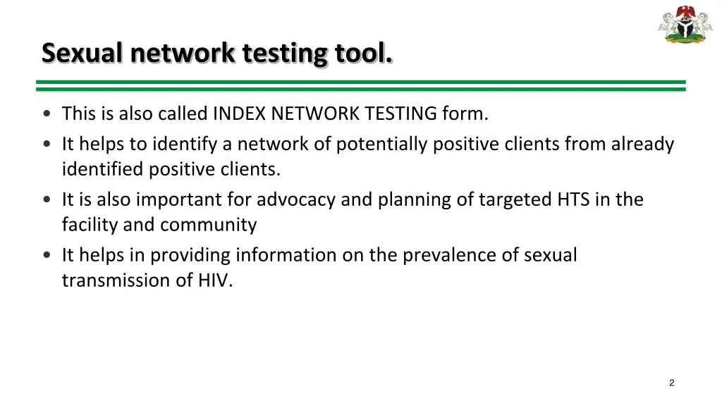 sexual network testing tool