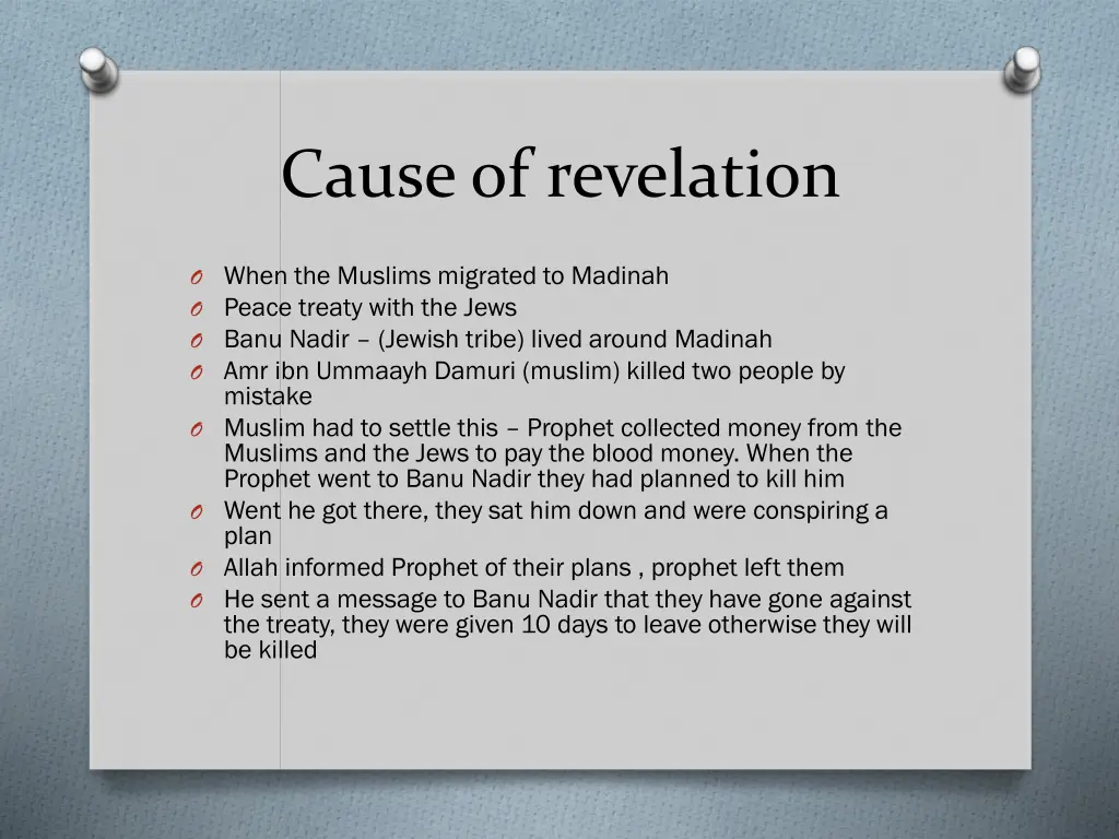 cause of revelation