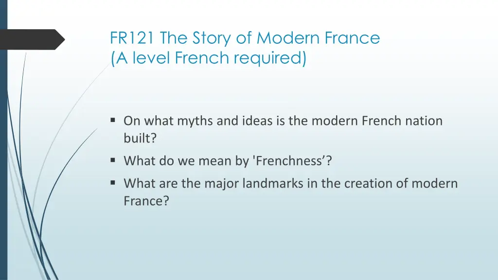 fr121 the story of modern france a level french