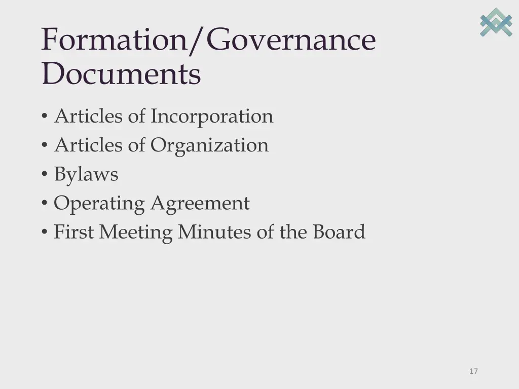 formation governance documents