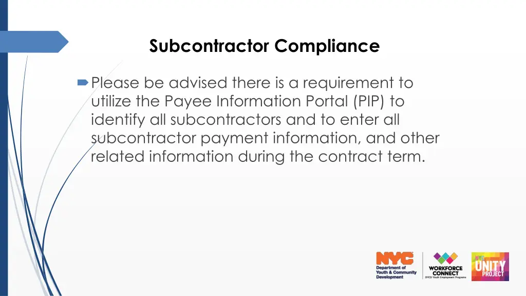 notice for proposer subcontractor compliance
