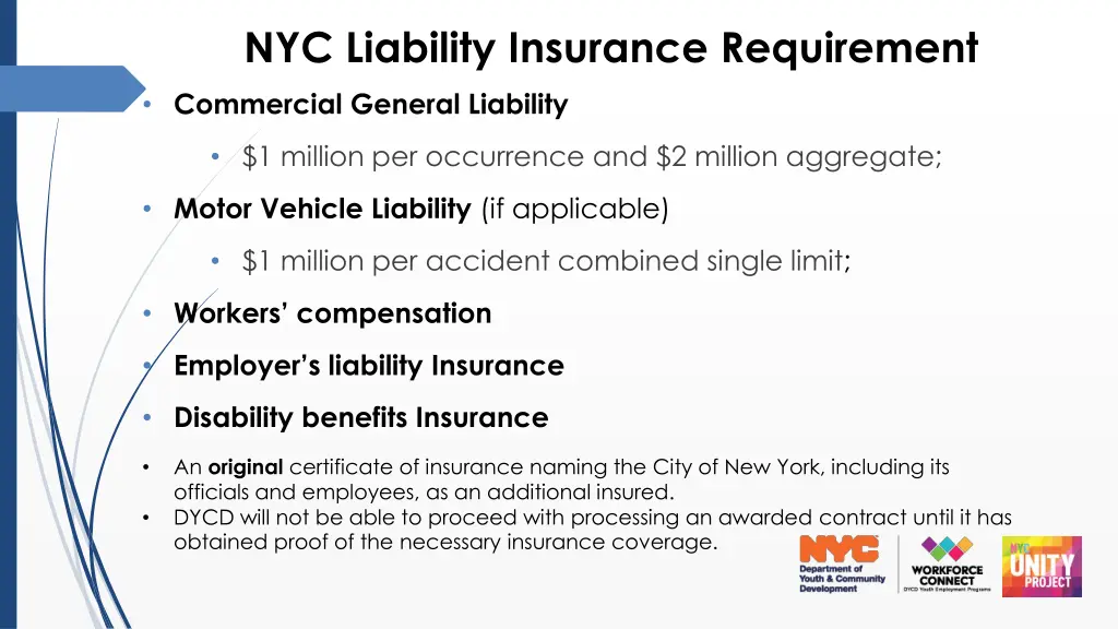 nyc liability insurance requirement commercial