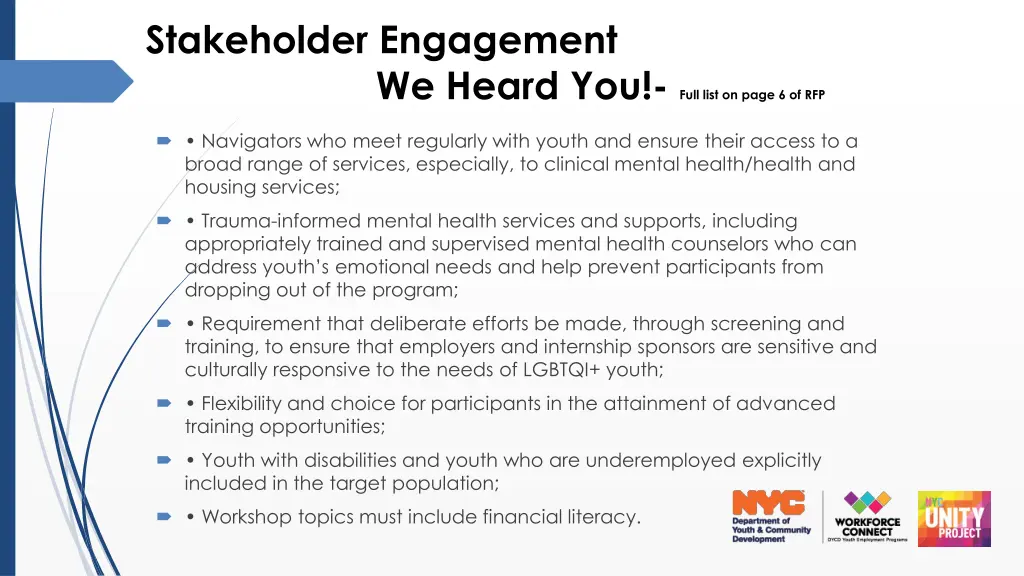 stakeholder engagement we heard you full list