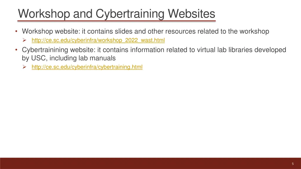 workshop and cybertraining websites
