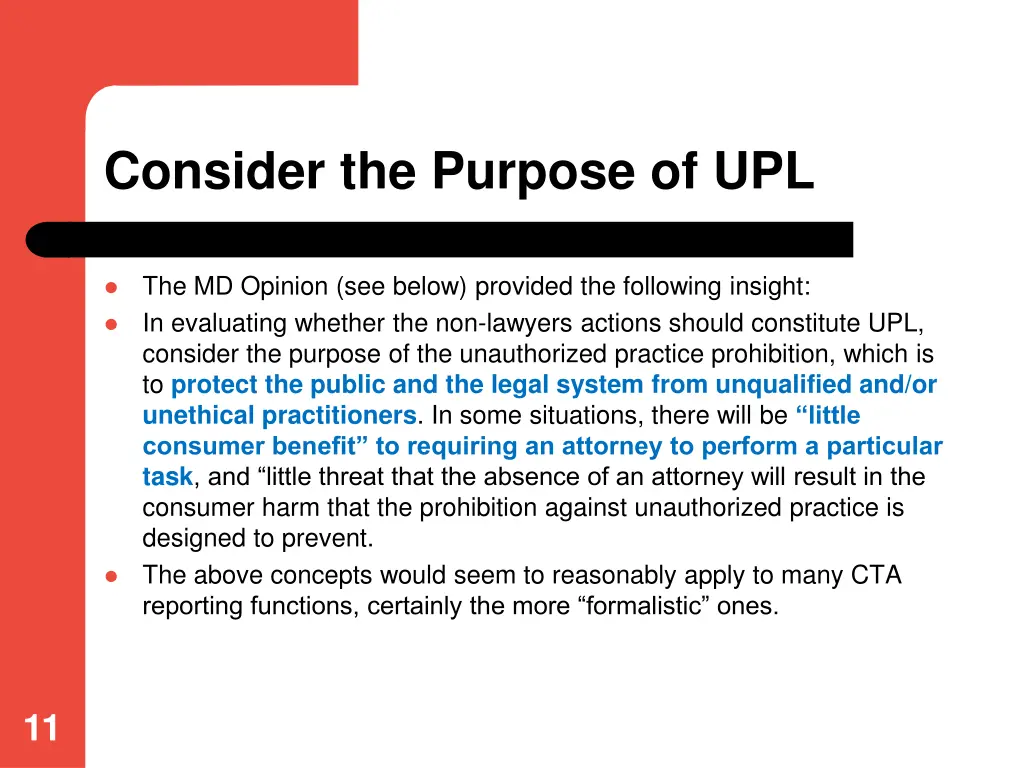 consider the purpose of upl