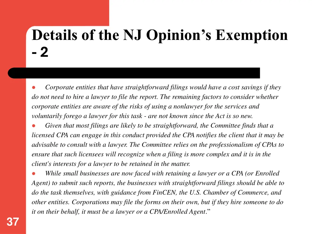 details of the nj opinion s exemption 2