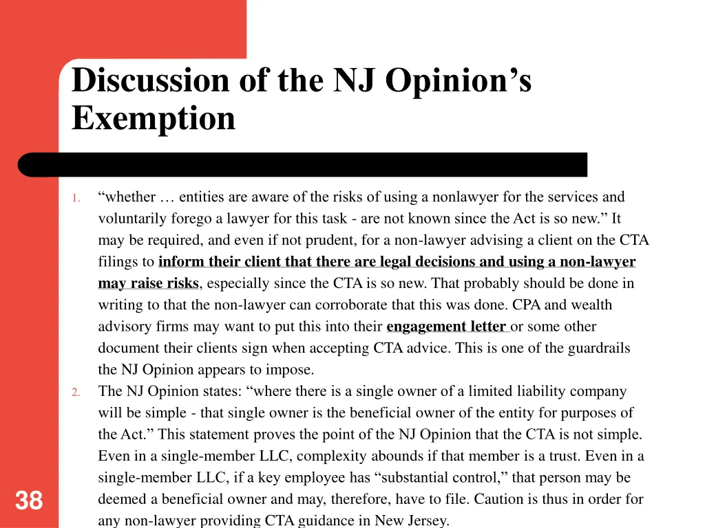 discussion of the nj opinion s exemption