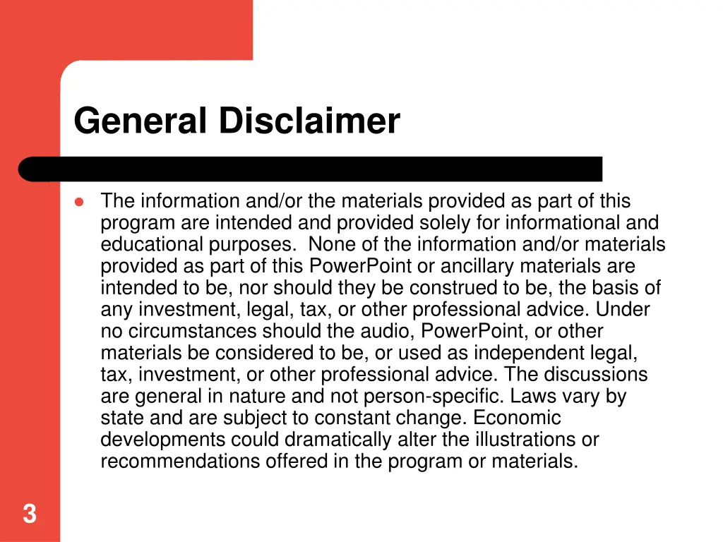 general disclaimer