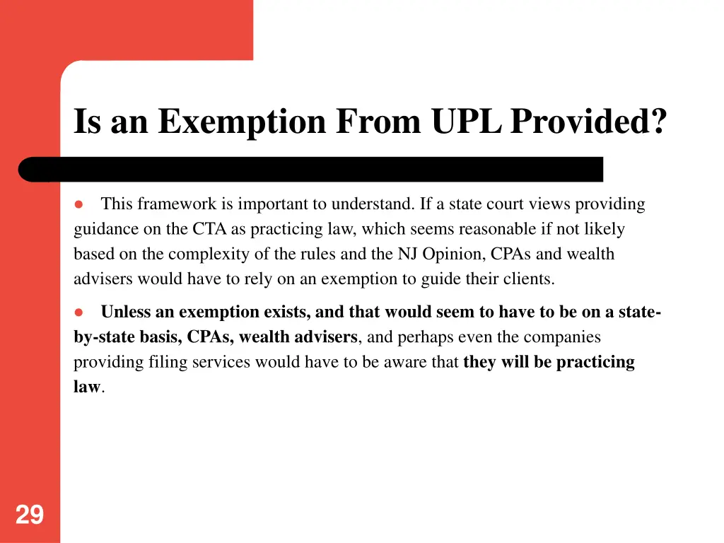 is an exemption from upl provided 1