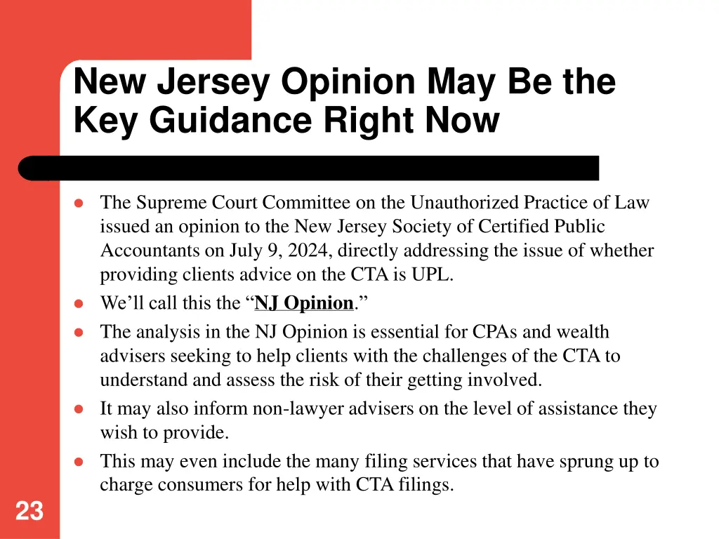 new jersey opinion may be the key guidance right