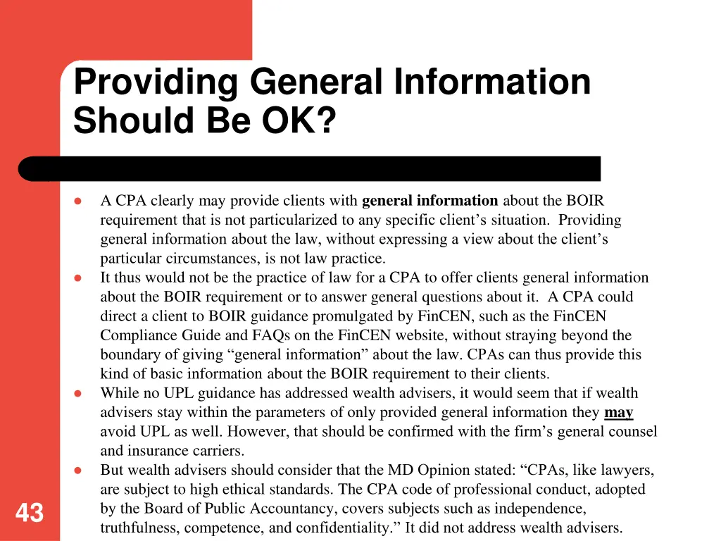 providing general information should be ok