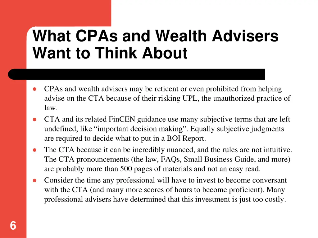 what cpas and wealth advisers want to think about