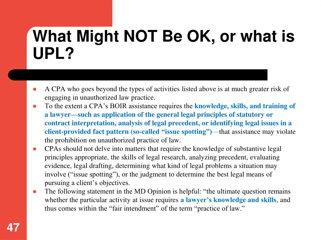 what might not be ok or what is upl