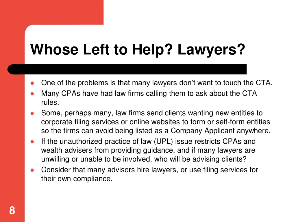 whose left to help lawyers