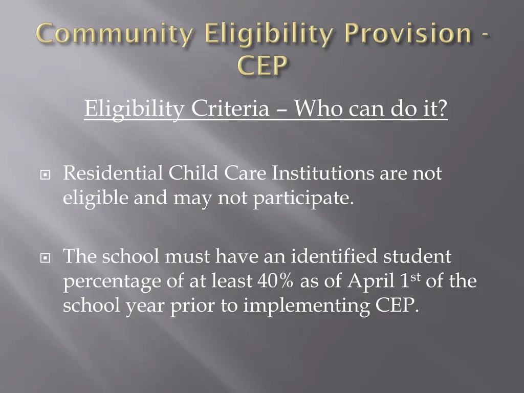 eligibility criteria who can do it