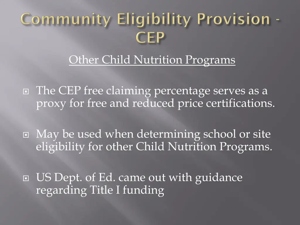other child nutrition programs