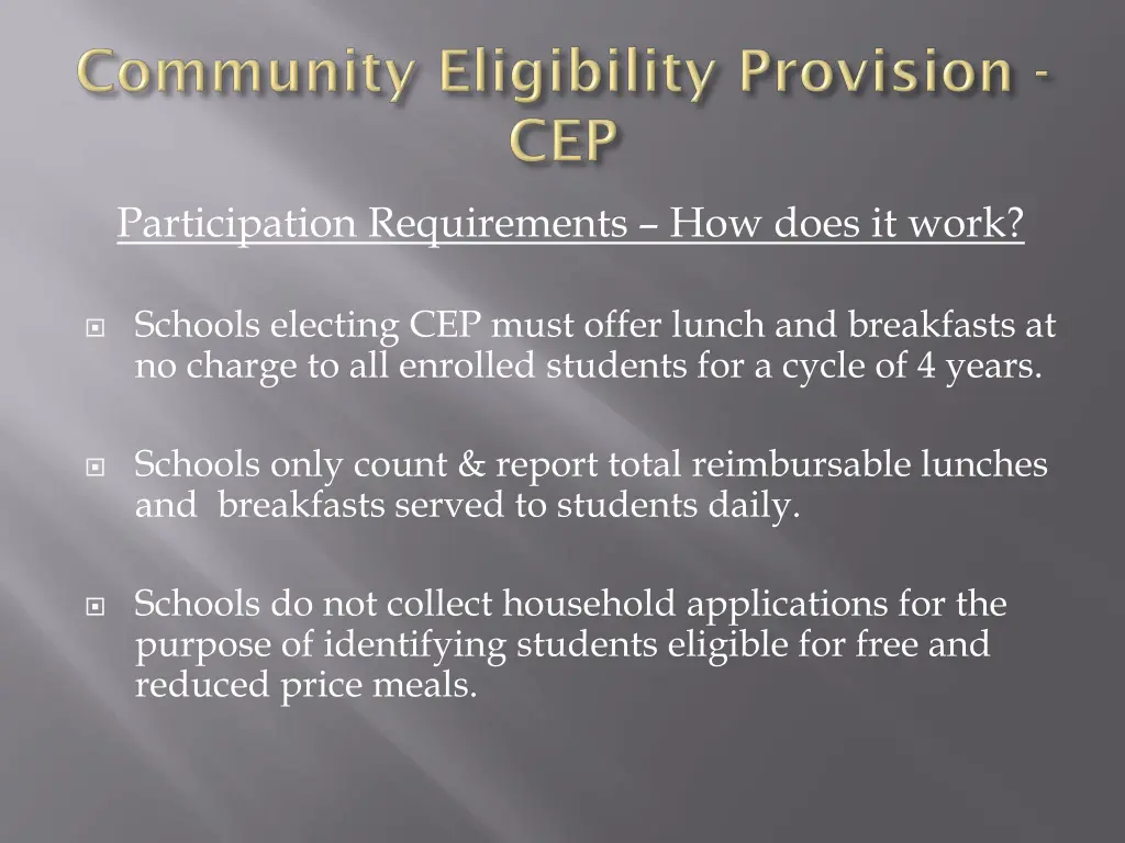 participation requirements how does it work