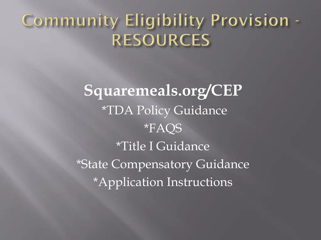 squaremeals org cep tda policy guidance faqs