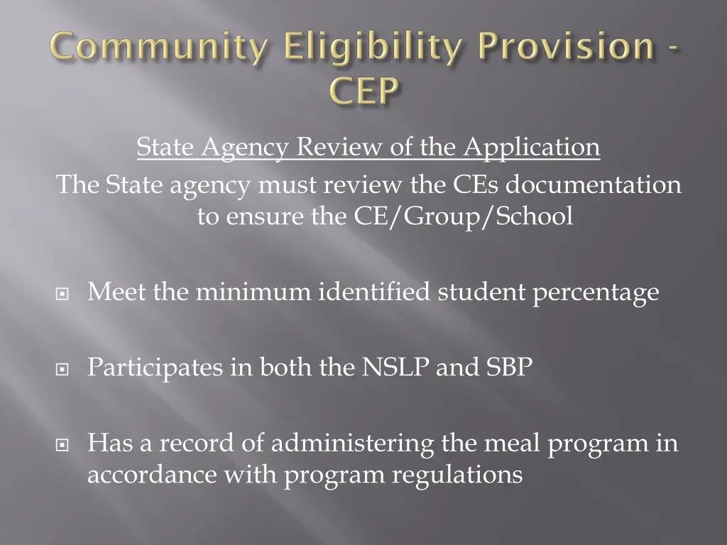state agency review of the application the state