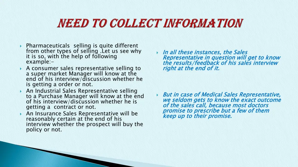 pharmaceuticals selling is quite different from