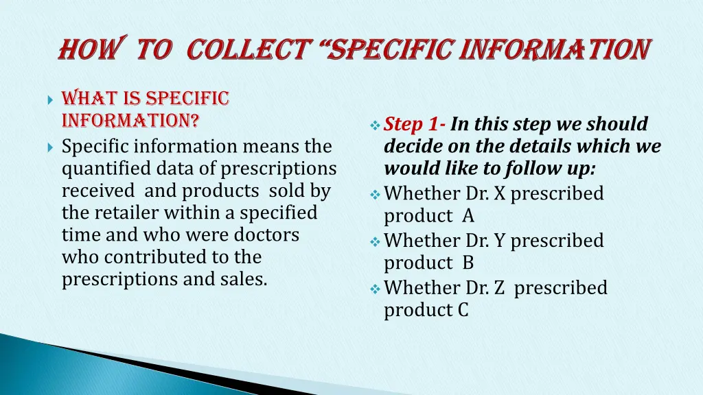 what is specific information specific information