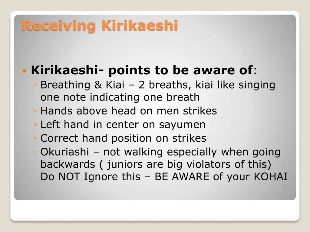 receiving kirikaeshi