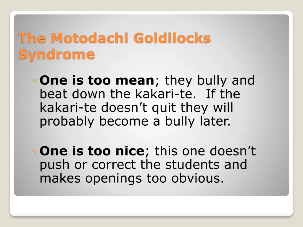 the motodachi goldilocks syndrome