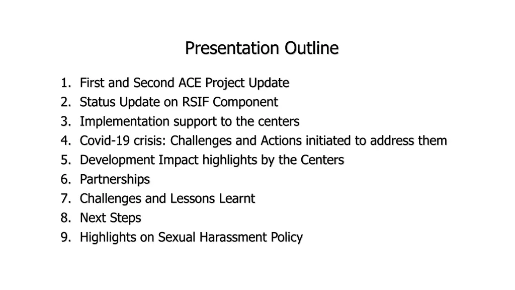 presentation outline
