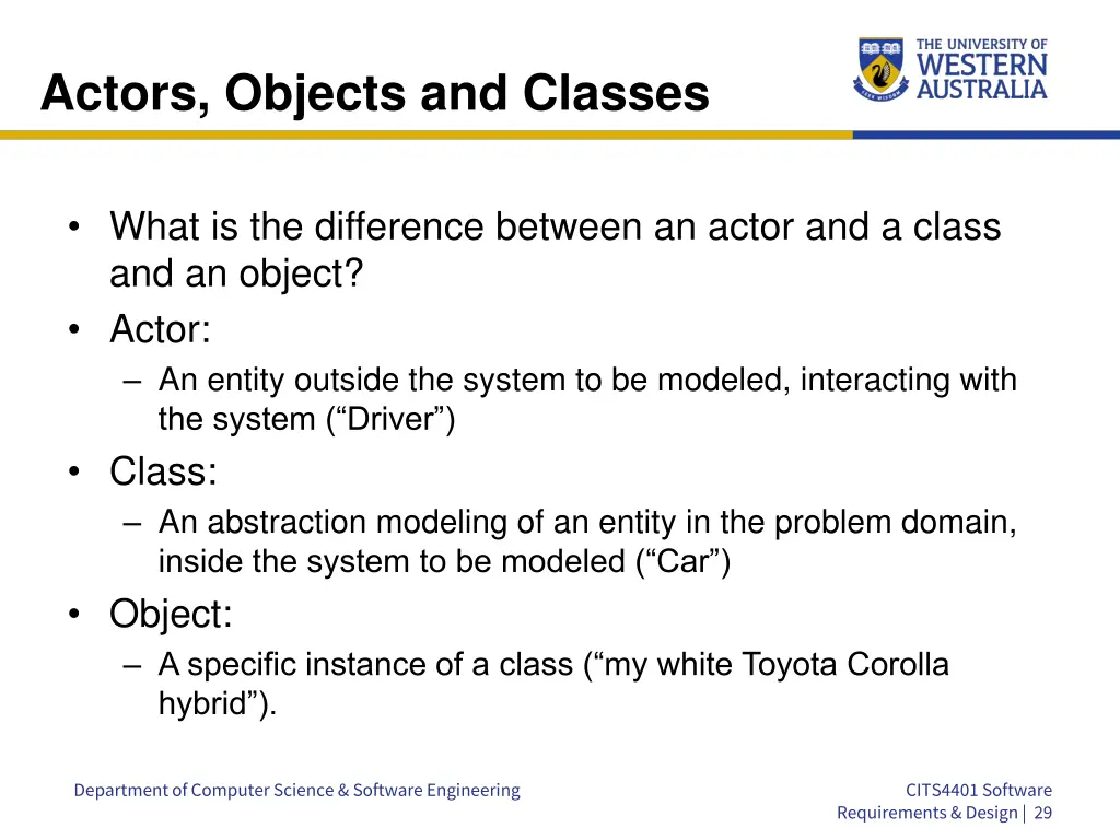 actors objects and classes