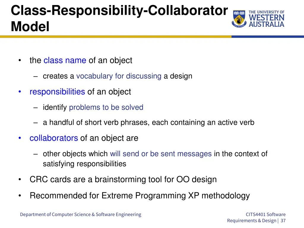 class responsibility collaborator model