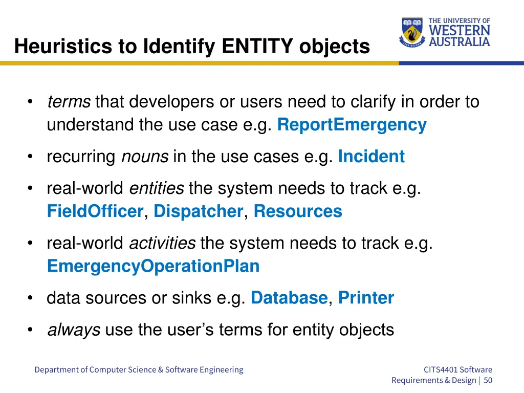 heuristics to identify entity objects