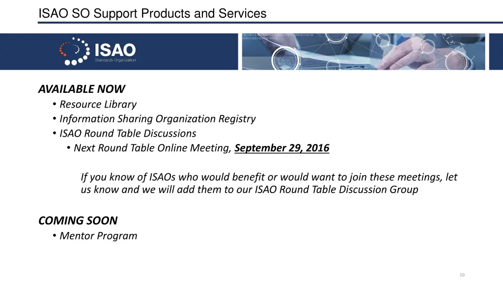 isao so support products and services